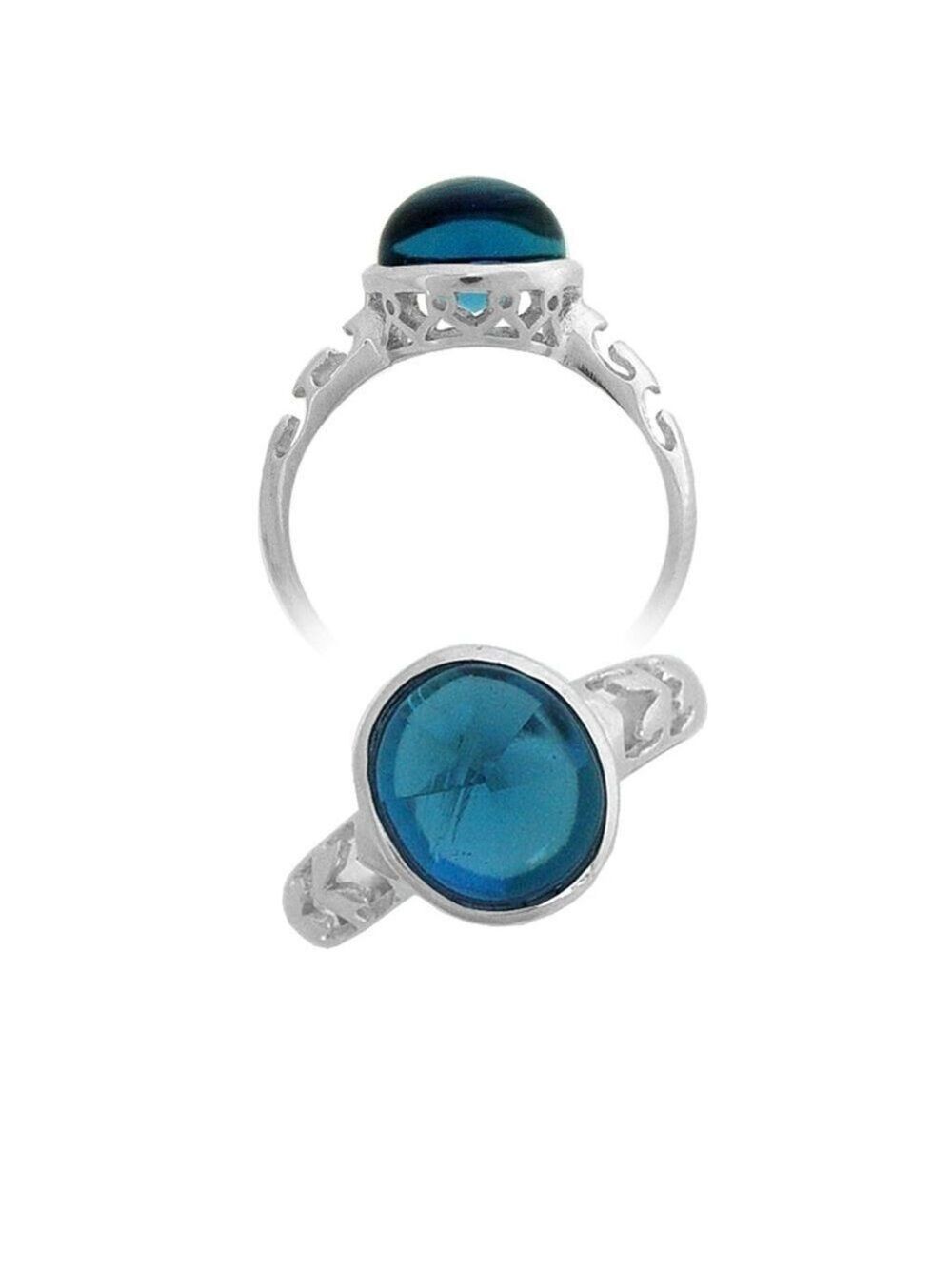Sterling Silver Cabochon Blue Topaz Ring size 8
